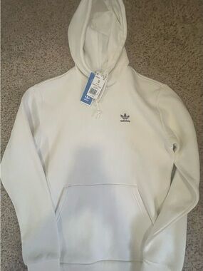 adidas White Trefoil Hooded Pullover